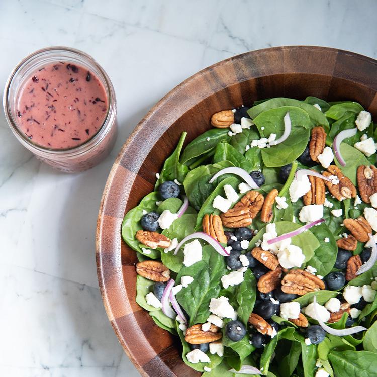 Spinach Salad with Fresh Blueberry Vinaigrette